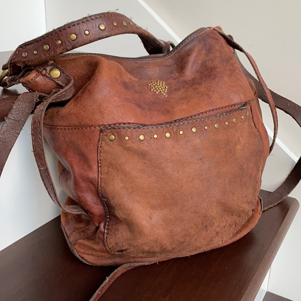 Vintage Genuine Leather Lucky brand Handbag Shoulder bag Crossbody  Purse